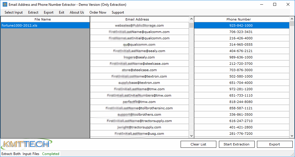 Word, Excel, PowerPoint Emails and Phone Number Extractor